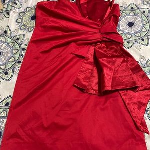 Red strapless dress